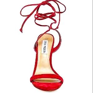 STEVE MADDEN Pattricr Red suede ankle wrapped sandal heels women’s size 7